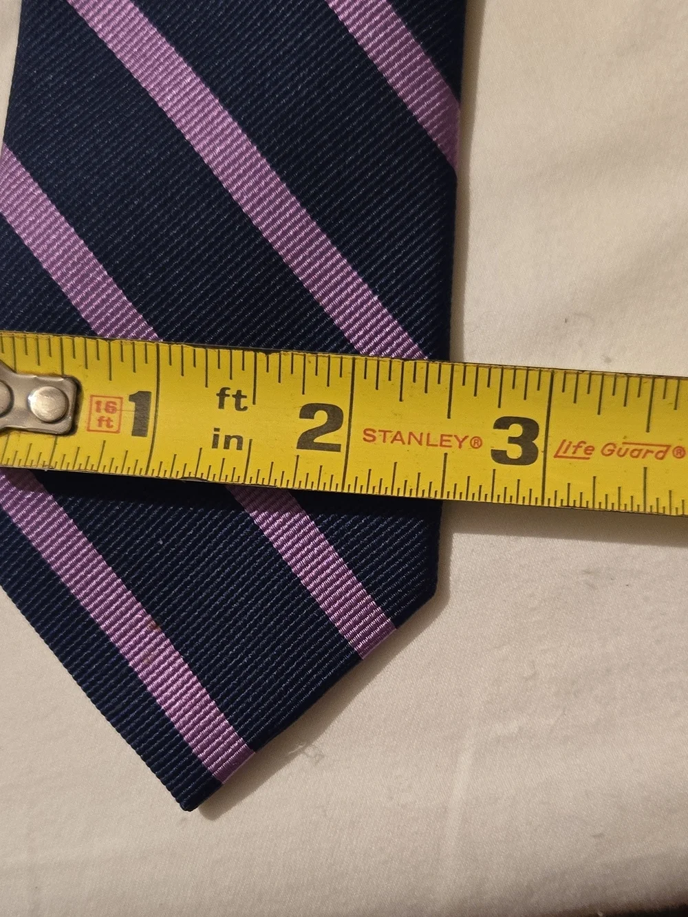 J. Crew Navy and Lavender Diagonal Stripe Tie